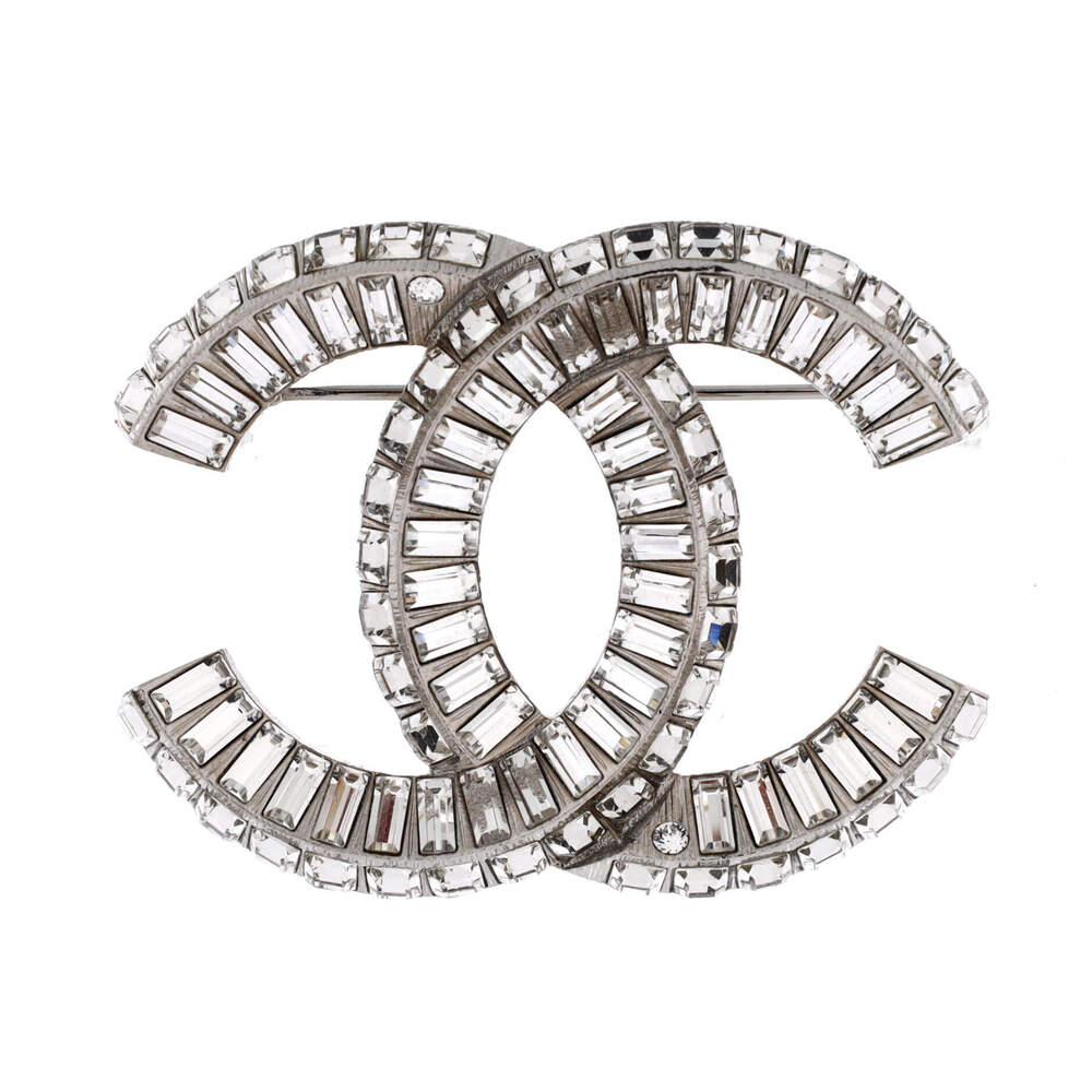 Chanel CC Baguette Brooch Metal with Crystals